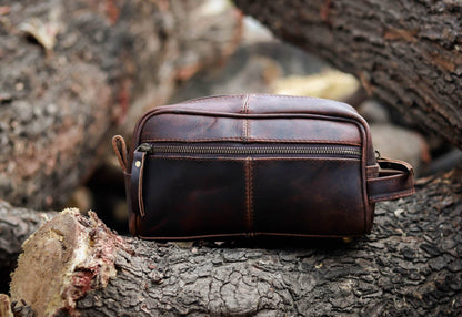 Brown Leather Wash Bags For Men