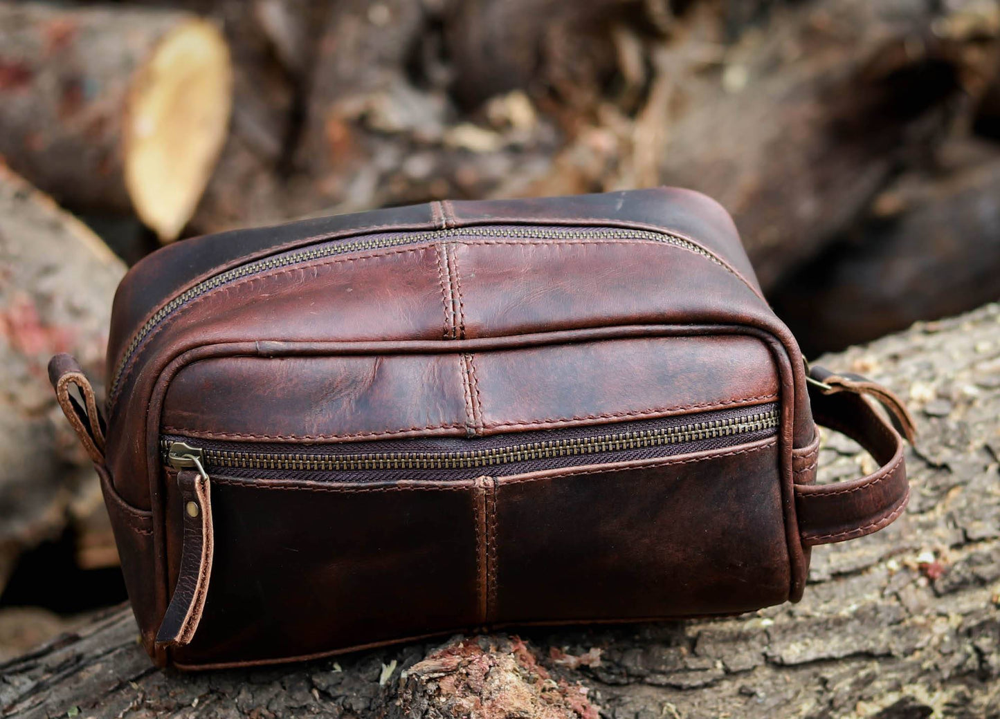 Brown Leather Wash Bags For Men