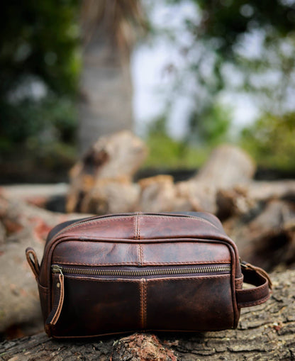 Brown Leather Wash Bags For Men