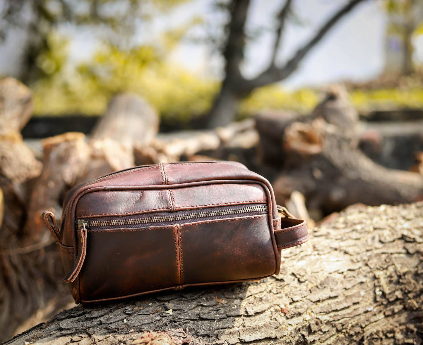 Brown Leather Wash Bags For Men