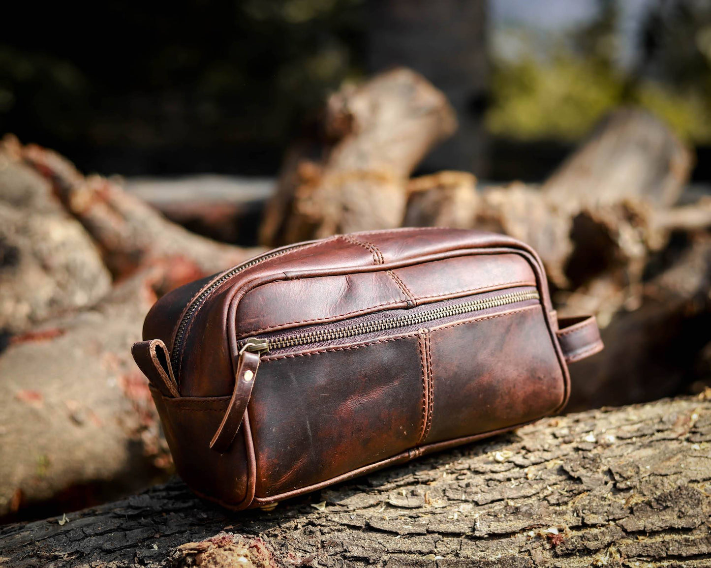Brown Leather Wash Bags For Men