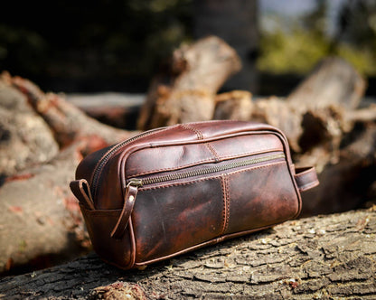 Brown Leather Wash Bags For Men