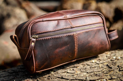 Brown Leather Wash Bags For Men