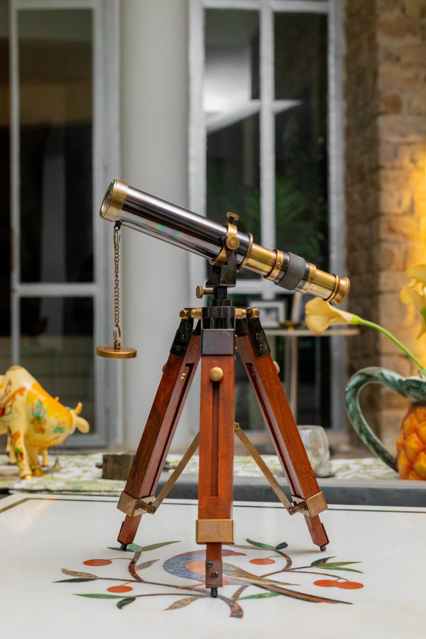 Vintage Brass Telescope With Tripod