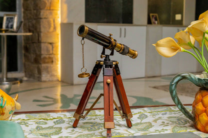 Vintage Brass Telescope With Tripod