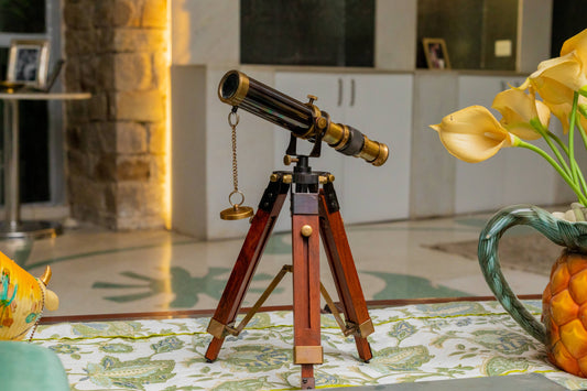 Vintage Brass Telescope With Tripod